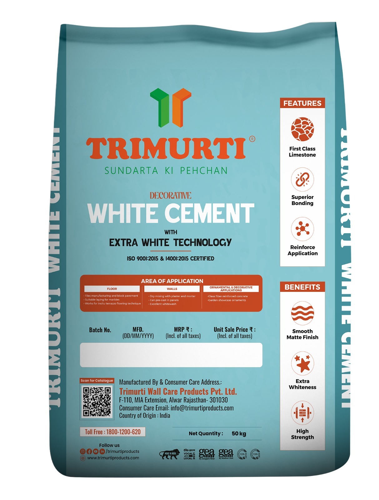 Trimurti 50 Kg Decorative White Cement