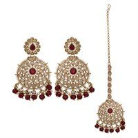 Reverse AD Earring Maangtikka Set|Royal Chandbali Earring Maangtikka Set|Traditional Indian Earring and Maangtikka set |Gift For Her .