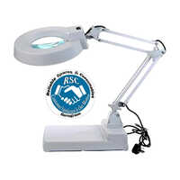 Tabletop Magnifier Lamp - Durable Metal, 75mm Lens Diameter, White Color | 5x Magnification, Adjustable Arm, Energy-efficient Led Lighting