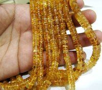 Natural Citrine Tyre Shape Rondelle Plain 4 to 8mm Beads Strand 8 inch Long