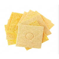 Soldering Iron Tip Cleaning Sponge - Sponge Material, 60*60mm Size, Yellow Color | Efficiently Removes Solder Residue, Keeps Pcb Components Clean