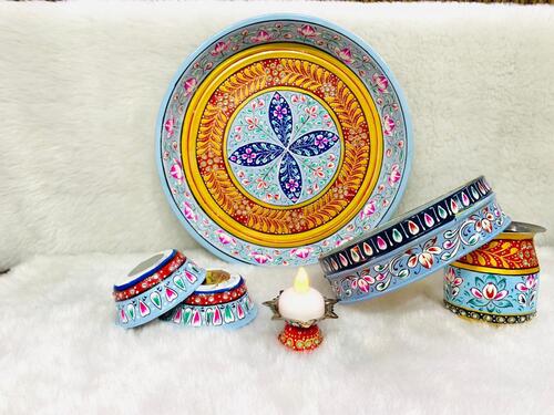 Hand painted Pooja thali and karwachauth thali set