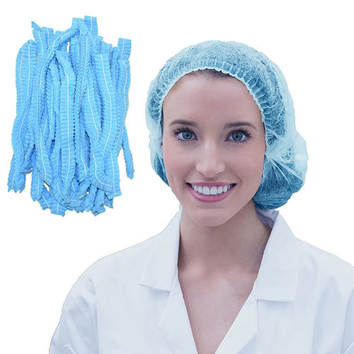 Disposable Non Woven Bouffant Cap - Color: Sky Blue