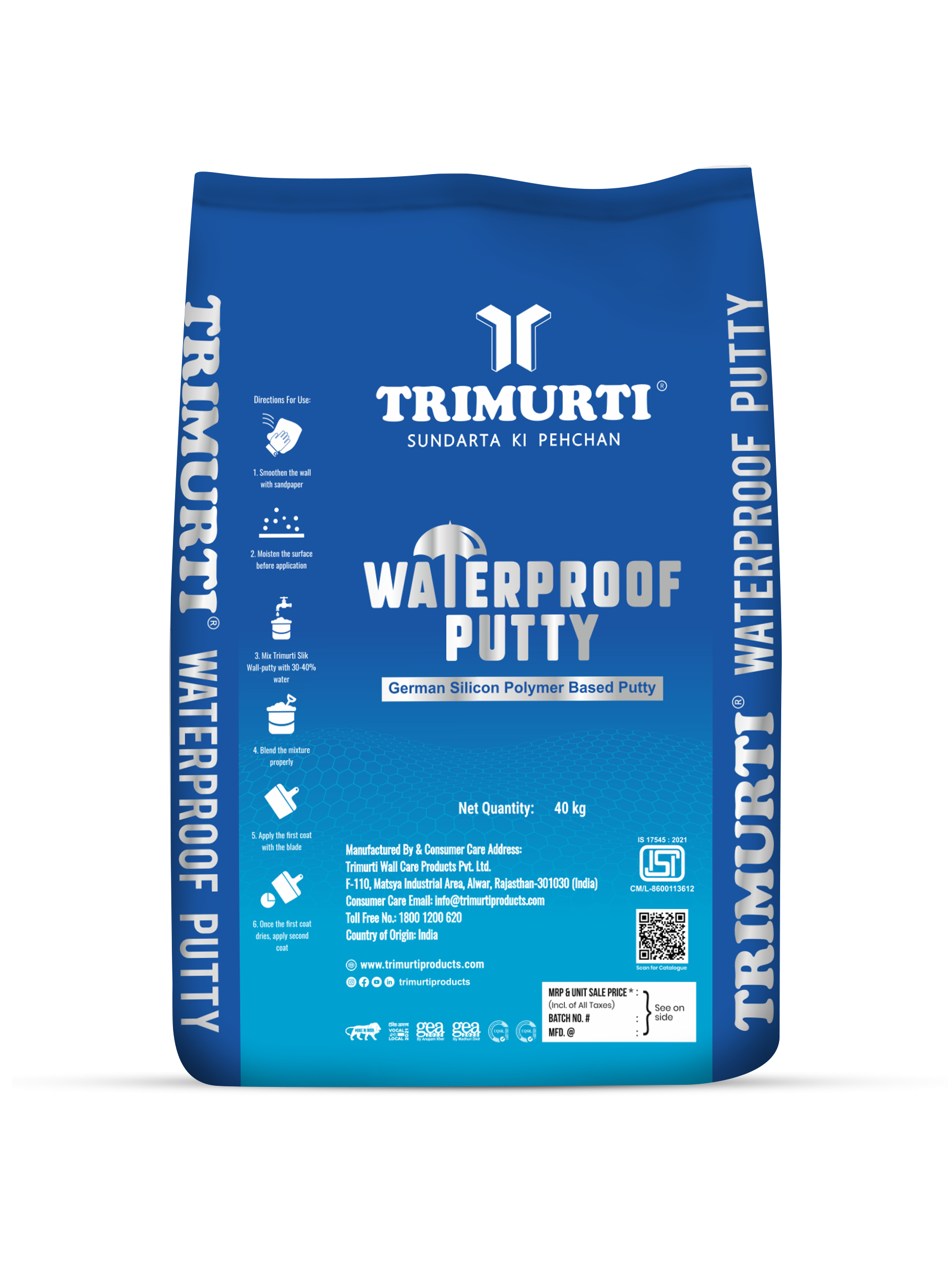 Trimurti 40 Kg Waterproof  Wall Putty