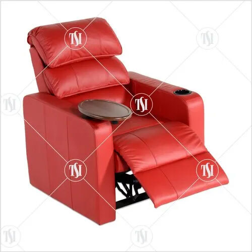 Premium Red Leather Home Theater Recliner Chair With Writing Pad & Cup Holder - Application: Industrial