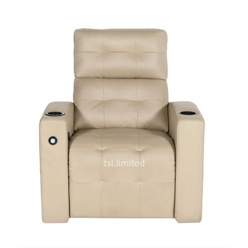 Premium Motorized Cream Leather Recliner Chair With Cup Holder - Application: Industrial