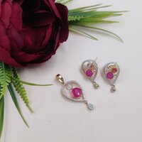 Adorable Shiny American Diamond Locket Set