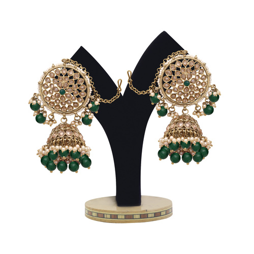 Reverse Ad Earring Maangtikka Set| Blossom Bloom Jhumki Maangtikka Set| Mehandi Plated |reverse Ad Bridal Jewelry