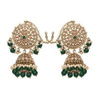 Reverse AD Earring Maangtikka Set| Blossom Bloom jhumki Maangtikka Set| Mehandi plated |Reverse AD Bridal Jewelry