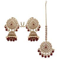 Reverse AD Earring Maangtikka Set| Blossom Bloom jhumki Maangtikka Set| Mehandi plated |Reverse AD Bridal Jewelry..