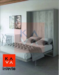 Coelus Compact Wall Bed - Wood Frame, Queen Size, Grey | Piston System, Sleek Design, 3-year Warranty, Multipurpose Usage