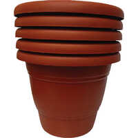 Flower Pot Terracotta (n) - Plastic, Polished Finish | For Indoor & Outdoor Use, Stylish Design For Versatile Planting Solutions