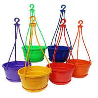 Hanging Pot 6 Inch - Plastic Material, Multicolour Finish | Polished Surface For Indoor & Outdoor Garden Use
