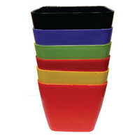 Four Square Pot - Plastic Material, Multicolour Finish | Polished Design For Indoor & Outdoor Gardening