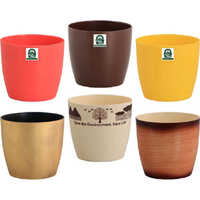 Flower Pot Ronda 1412 (zum) - Polished Finish, 13.5x13.5x12.3 Cm | Multicolour Design For Indoor & Outdoor Garden Use