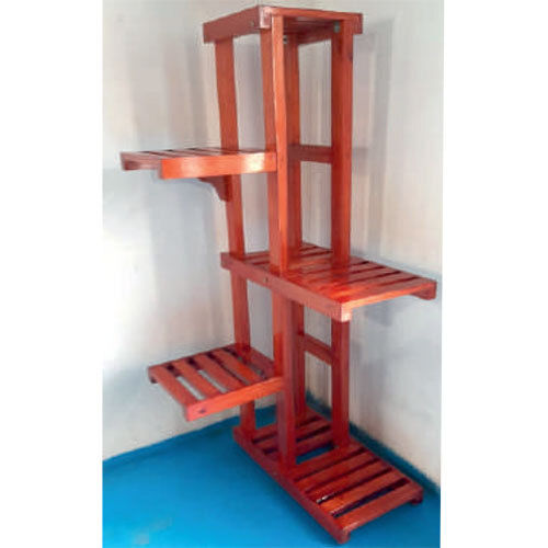 Wooden Corner Stand 5 Step - Color: Red