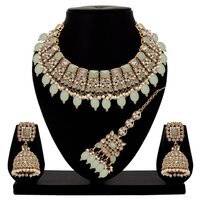 Traditional Jewelry| Wedding Collection Necklace | Choker Necklace | Bridal Reverse Ad Necklace | Designer Bridal Jewelry - Color: Mint