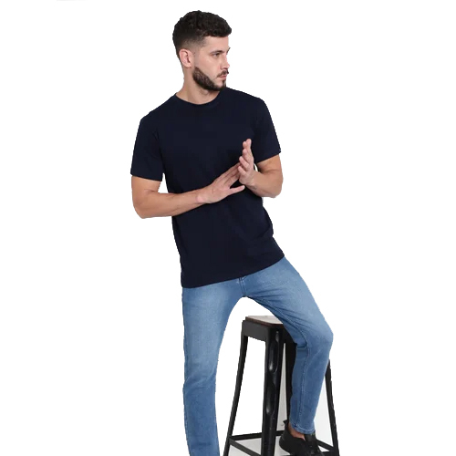 Cotton Plain Navy Blue Color T Shirt - 100% Cotton Sizes S-M-L-XL Classic Navy O-Neck Short Sleeves Versatile Design for Modern Men