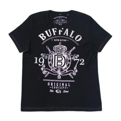 Mens Black Slit Neck T-Shirt - 160 GSM, Cotton Blend, Short Sleeves | Trendy Slit-Neck Design, Printed Pattern, Perfect for Everyday Wear