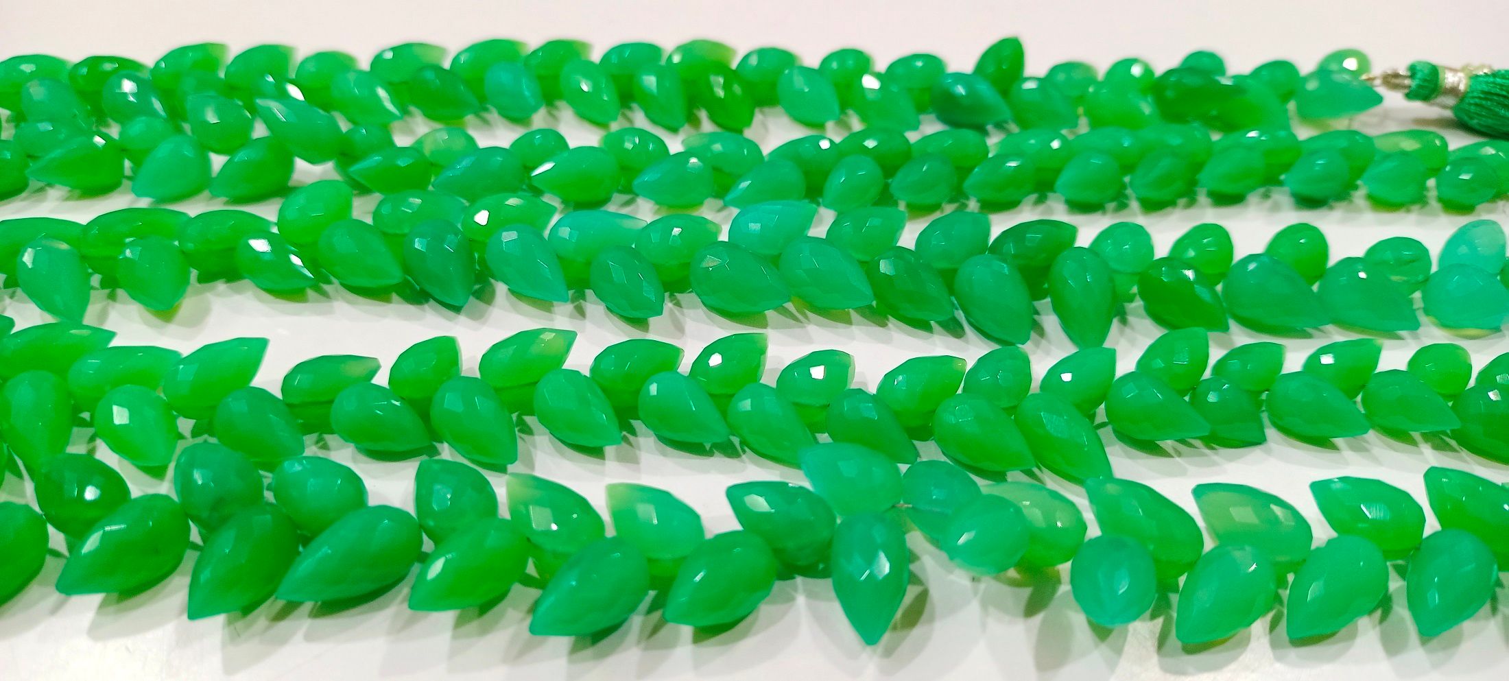 Natural Chrysoprase teardrop Shape faceted 6X10mm beads Per Strand 8''long