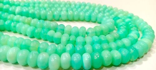 Natural Peruvian Green Chalcedony Rondelle Plain 8-9mm Beads Per Strand 8''long