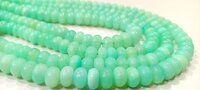 Natural Peruvian Green Chalcedony Rondelle Plain 8-9mm Beads Per Strand 8''long