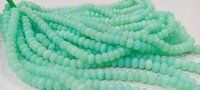 Natural Peruvian Green Chalcedony Rondelle Plain 8-9mm Beads Per Strand 8''long