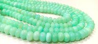 Natural Peruvian Green Chalcedony Rondelle Plain 8-9mm Beads Per Strand 8''long