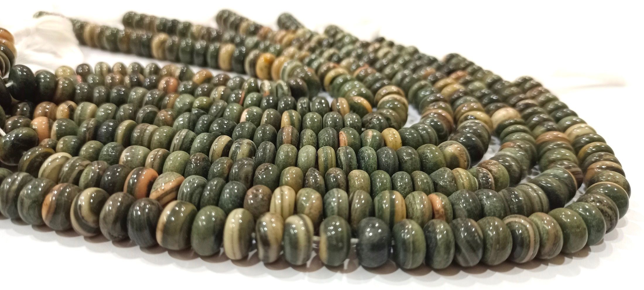 Natural Zebra Jasper Rondelle Plain 8mm Beads Per Strand 8 Inch Long