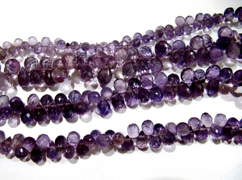 Natural African Amethyst Drop Shape Faceted 4x7 to 7x9mm Strand 5''long