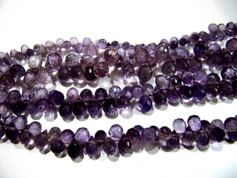 Natural African Amethyst Drop Shape Faceted 4x7 to 7x9mm Strand 5''long