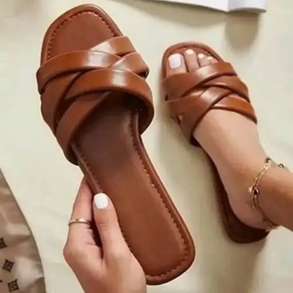 Syntethic Leather Latest Design Flat Sandal - Synthetic Leather, Size 20.0-27.0 CM, Medium Heel, Available in Various Colors | Durable, Comfortable, Elegant