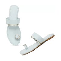 White Felt Stylish Sandal - Leather, 20.0 Cm - 27.0 Cm | Medium Heel, Elegant Design, Versatile For All Occasions, Available In Multiple Colors