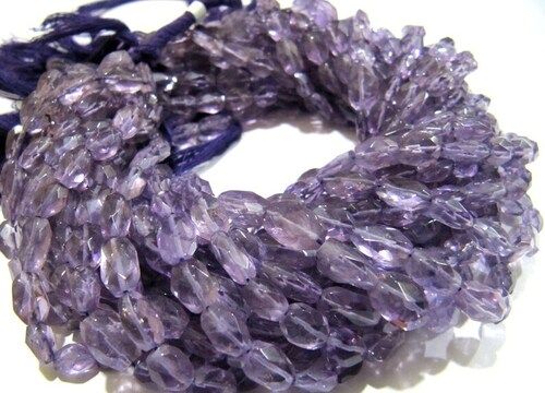 Natural Amethyst Oval Shape Faceted  8 to 10mm Beads Strand 13''long