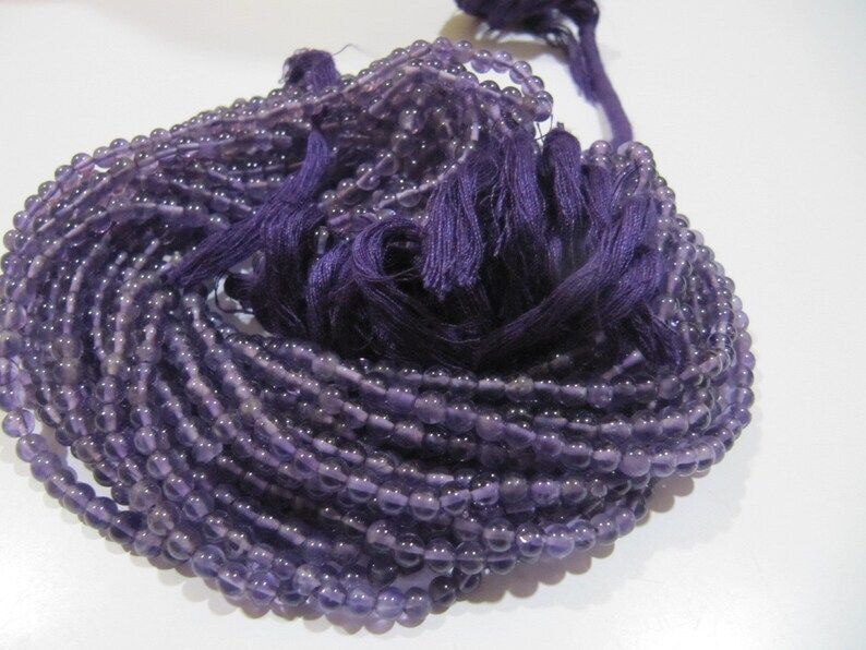 Natural Amethyst Round Plain 4-5mm Beads Per Strand 13 Inches long