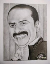 Pencil Sketching - Medium High-quality Paper, Black Frame | Realistic Portrait Art, Flat Surface Display