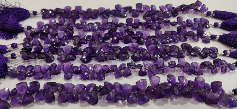 Natural Amethyst Trillian Shape 10 to 15mm Beads Strand 8 Inches long