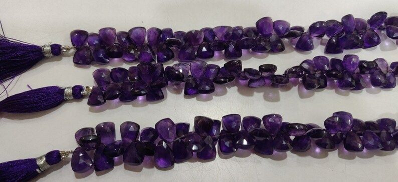 Natural Amethyst Trillian Shape 10 to 15mm Beads Strand 8 Inches long