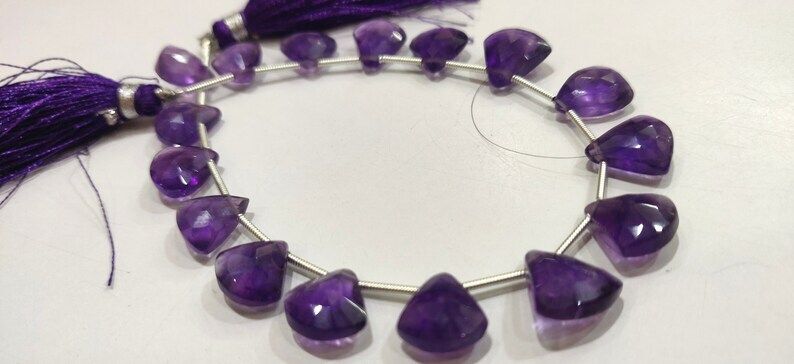 Natural Amethyst Trillian Shape 10 to 15mm Beads Strand 8 Inches long beads