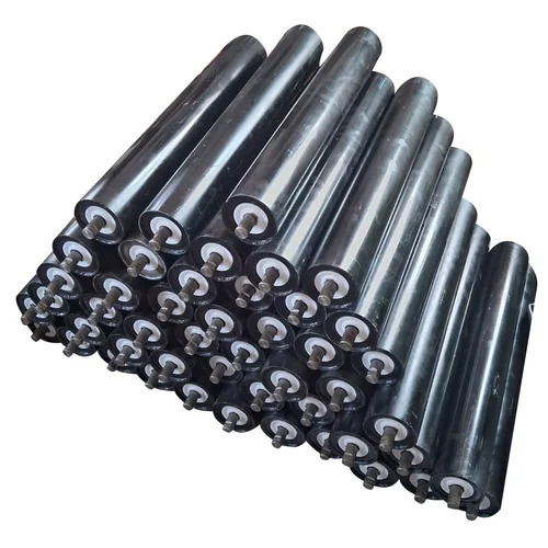 Conveyor Idler Roller - Metal Construction, Black Finish | Heavy Load Capacity, Smooth Material Handling, Industrial Application