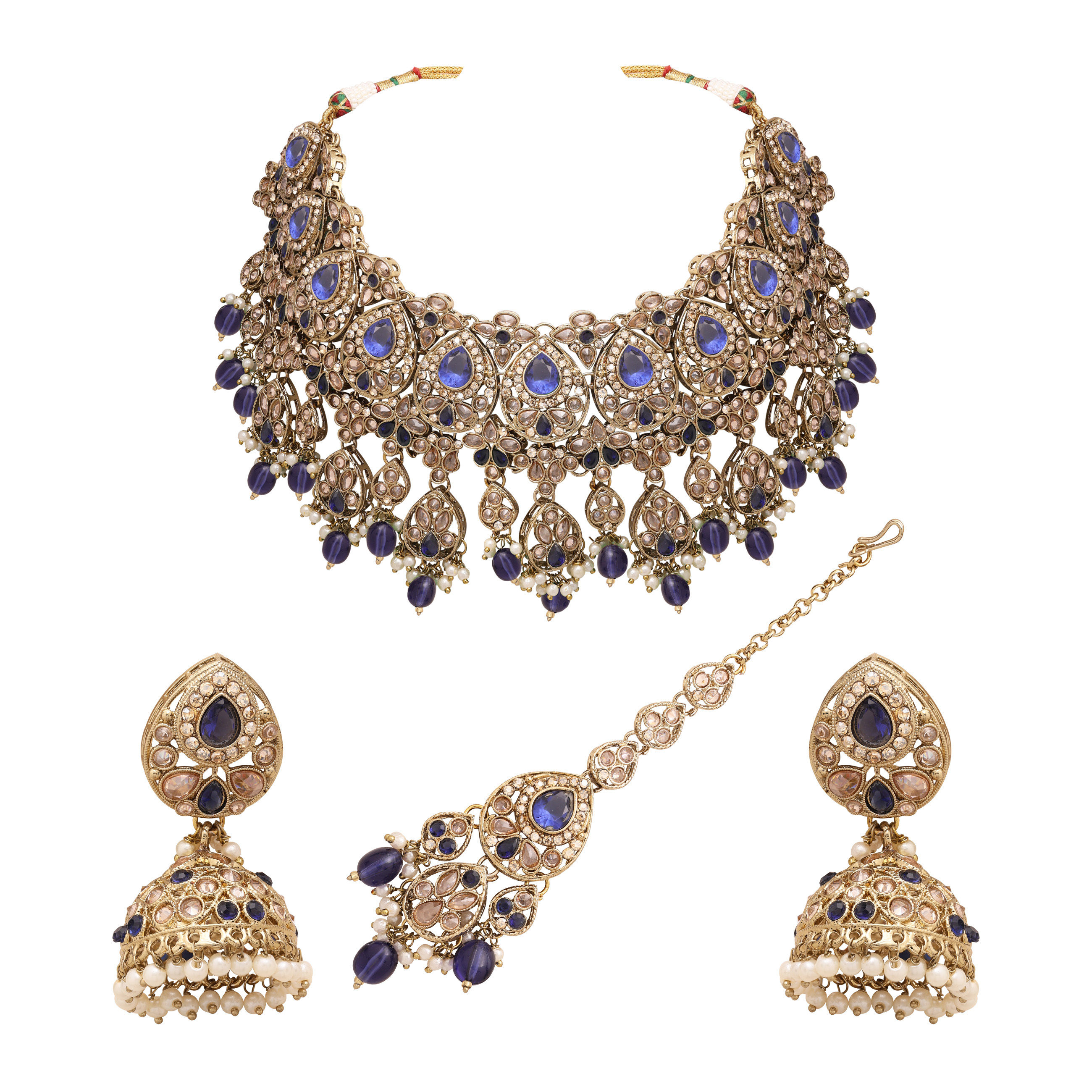 Reverse AD Bridal Jewelry | Reverse AD Oval Shape Necklace | Traditional Indian necklace | Designer bridal jewelry .