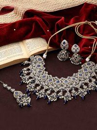 Reverse AD Bridal Jewelry | Reverse AD Oval Shape Necklace | Traditional Indian necklace | Designer bridal jewelry .