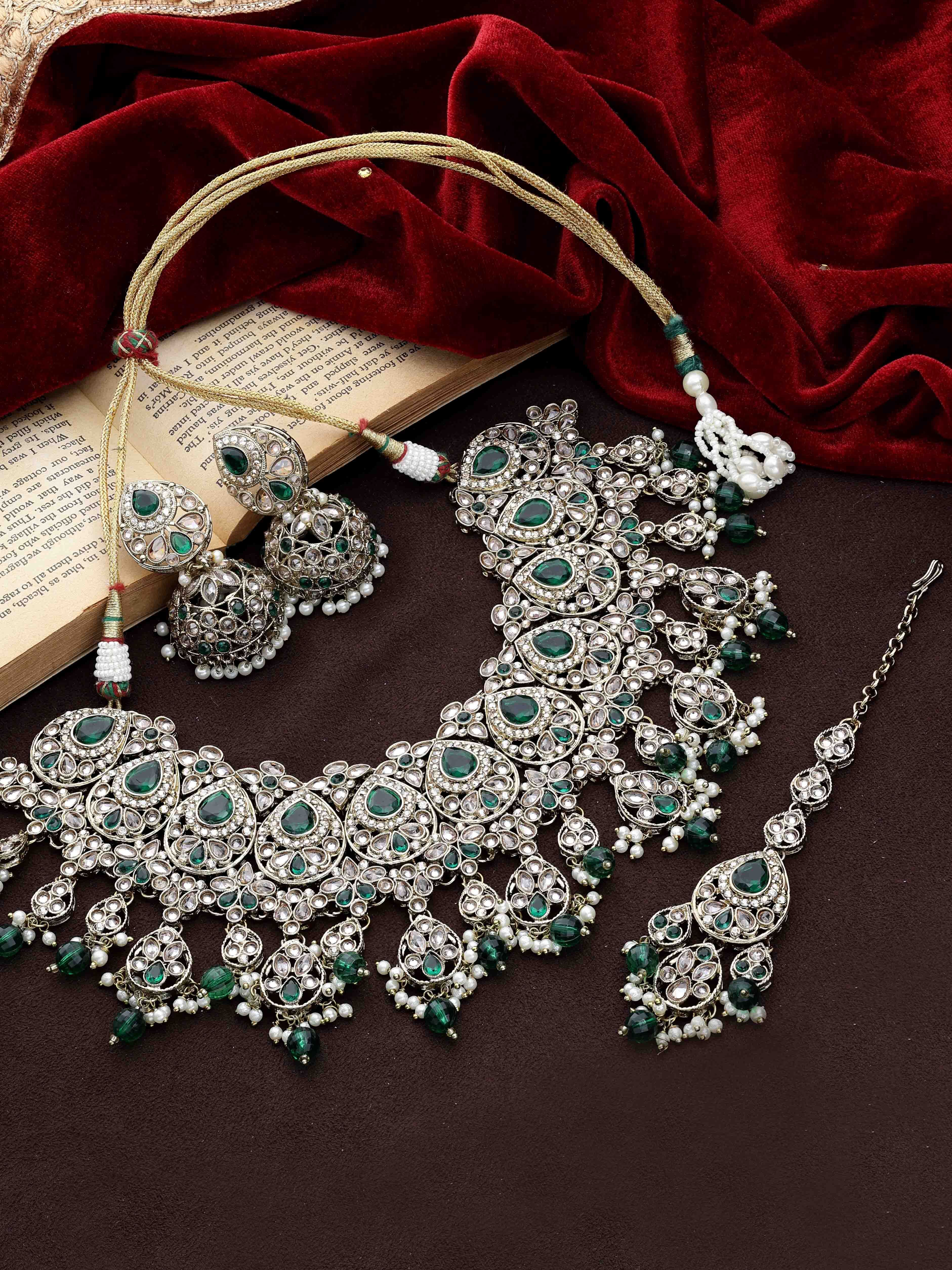 Reverse AD Bridal Jewelry| Reverse AD Oval Shape Necklace| Traditional Indian necklace| Designer bridal jewelry .