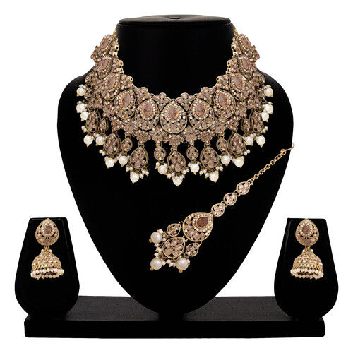 Reverse AD Bridal Jewelry| Reverse AD Oval Shape Necklace| Traditional Indian necklace| Designer bridal jewelry.