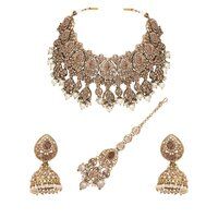 Reverse AD Bridal Jewelry| Reverse AD Oval Shape Necklace| Traditional Indian necklace| Designer bridal jewelry.