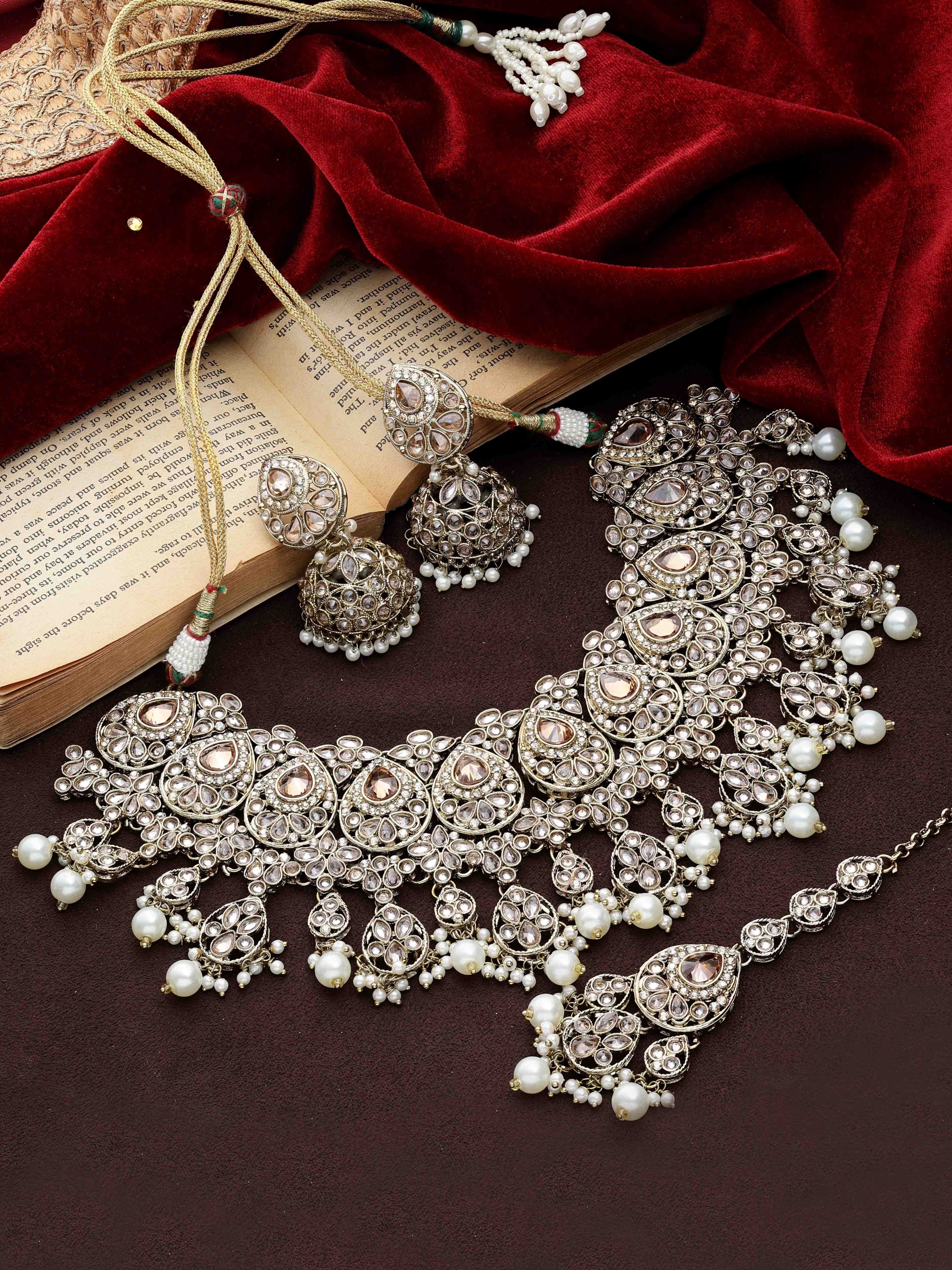 Reverse AD Bridal Jewelry| Reverse AD Oval Shape Necklace| Traditional Indian necklace| Designer bridal jewelry.