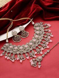 Reverse AD Bridal Jewelry| Reverse AD Oval Shape Necklace| Traditional Indian necklace | Designer bridal jewelry.