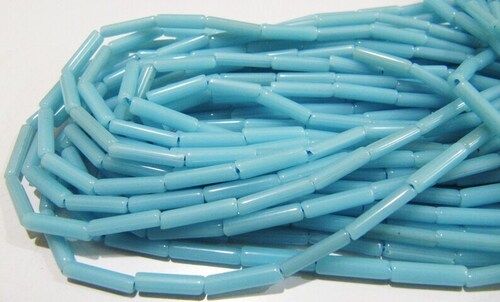 Sky Blue Italian Coral Tubelite Shape 3x12mm Beads Strand of 16 Inches Long