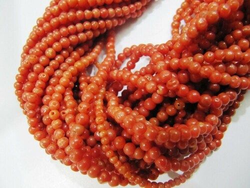 Natural Italian Coral Round Beads 3mm Beads Sold Per Strand 10''long