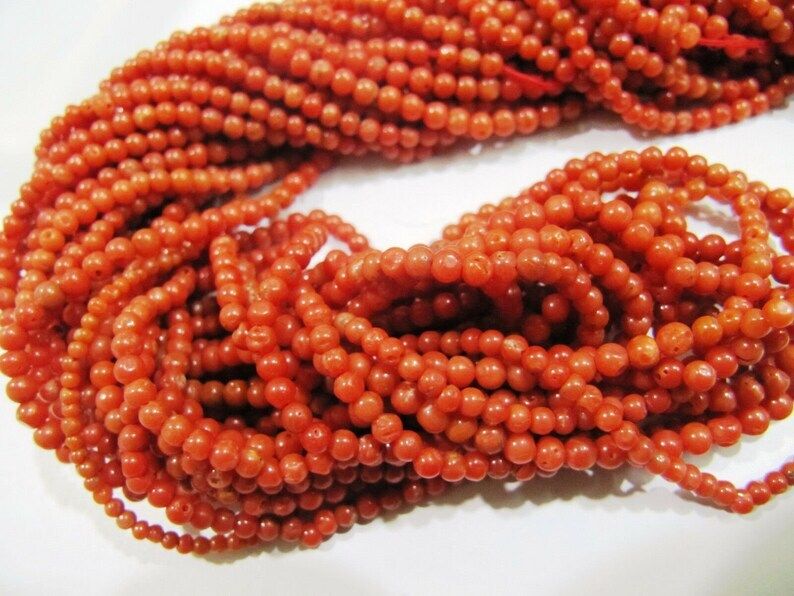 Natural Italian Coral Round Beads 3mm Beads Sold Per Strand 10''long